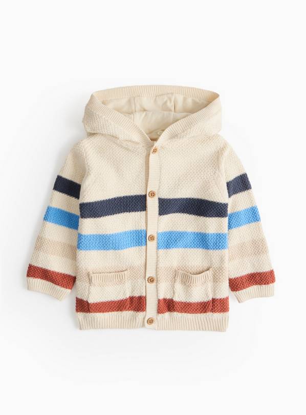 Stripe Balloon Hooded Cardigan  6-9 months